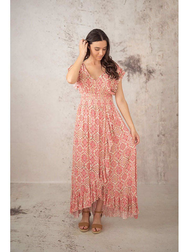 Lula Natura Sukienka w kolorze beżowo-czerwonym rozmiar: onesize