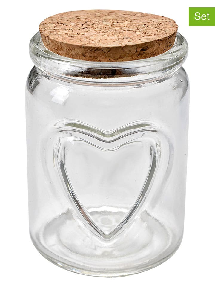 Clayre & Eef Słoiki (2 szt.) w kolorze jasnobrązowym - wys. 10 x Ø 7 cm rozmiar: onesize