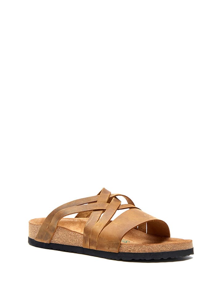 Comfortfusse Skórzane klapki w kolorze jasnobrązowym rozmiar: 39