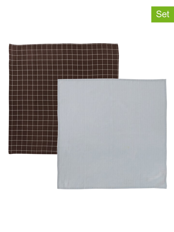 OYOY mini Chusty (2 szt.) "Iro" w kolorze błękitno-brązowym do odbijania - 70 x 70 cm rozmiar: onesize