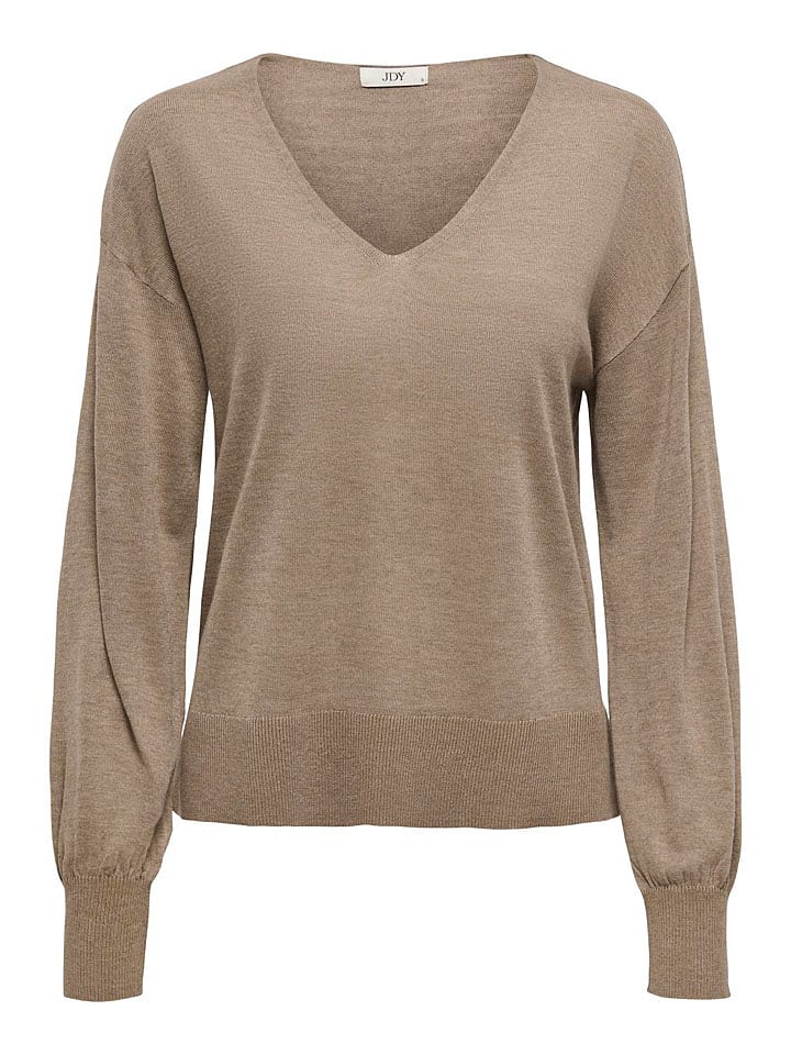 JDY Sweter w kolorze jasnobrązowym rozmiar: L