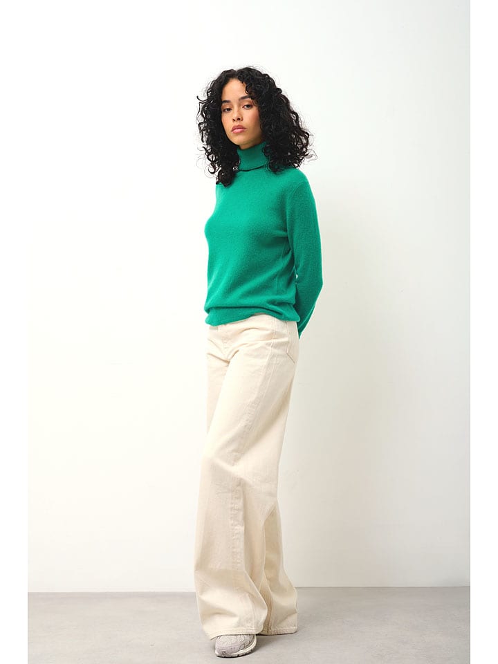 AUTHENTIC CASHMERE Kaszmirowy golf "Bise" w kolorze zielonym rozmiar: M