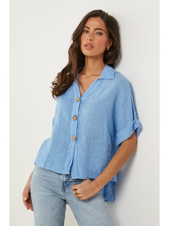 Le Monde du Lin Lniana bluzka w kolorze błękitnym rozmiar: 38/40