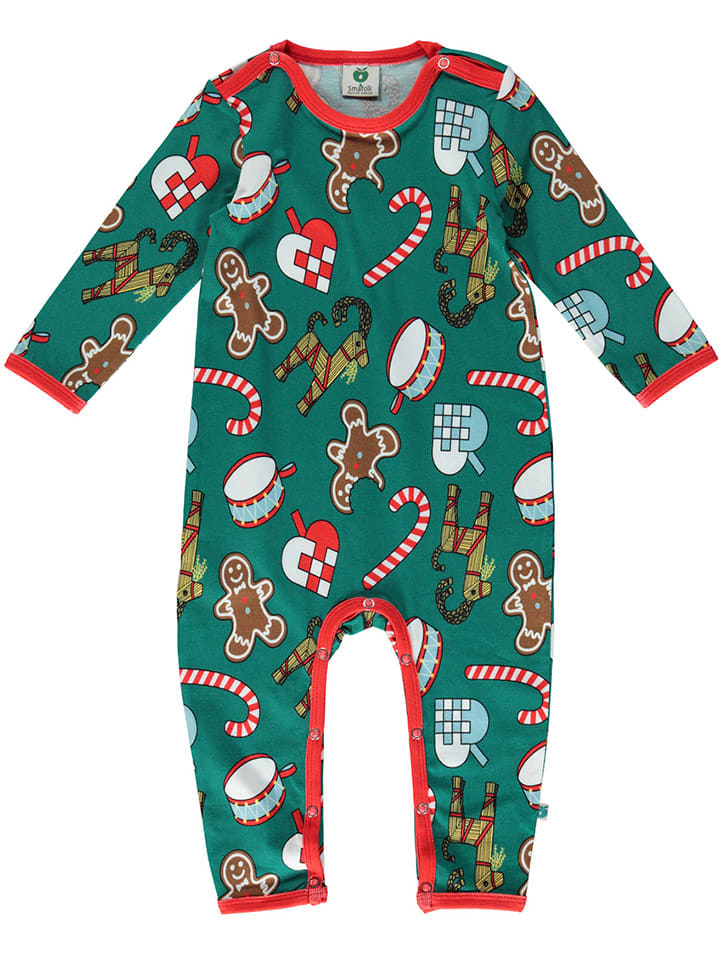 Småfolk Rampers w kolorze zielono-czerwonym rozmiar: 98