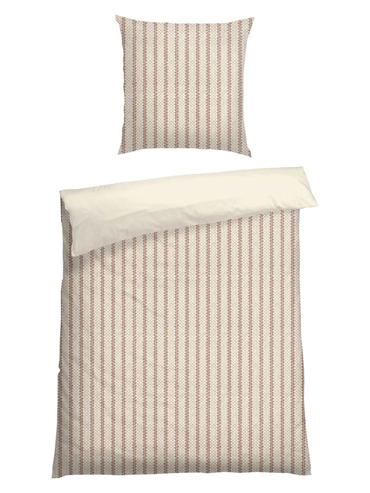 Schiesser Komplet pościeli flanelowej "Gwen" w kolorze kremowym rozmiar: 135x200 cm