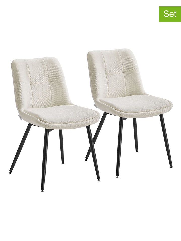 Songmics Krzesła (2 szt.) w kolorze kremowym do jadalni - wys. 81 cm rozmiar: onesize