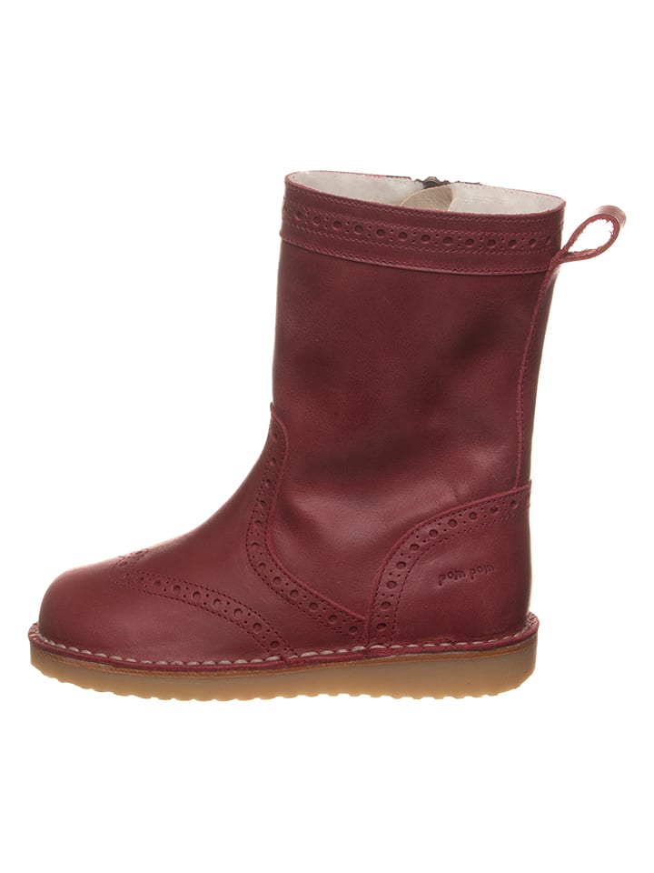POM POM Skórzane kozaki w kolorze czerwonym rozmiar: 33