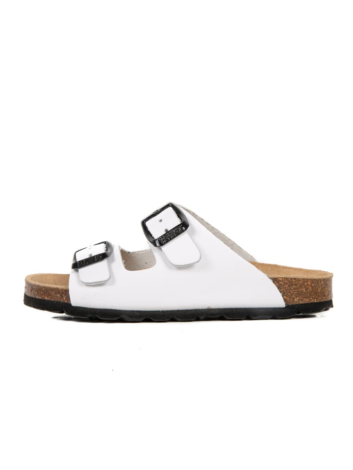 BABUNKERS Family Skórzane klapki w kolorze białym rozmiar: 35