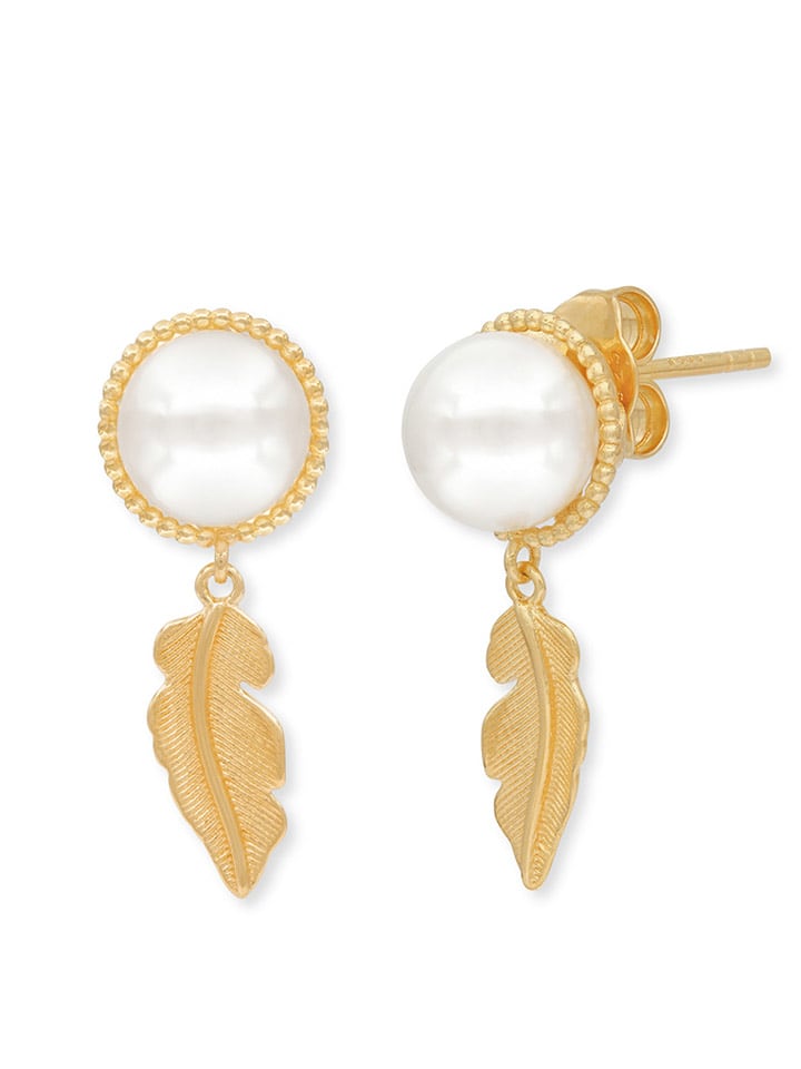 Engelsrufer Pozłacane kolczyki-wkrętki "Glory Feather" z perłami rozmiar: onesize