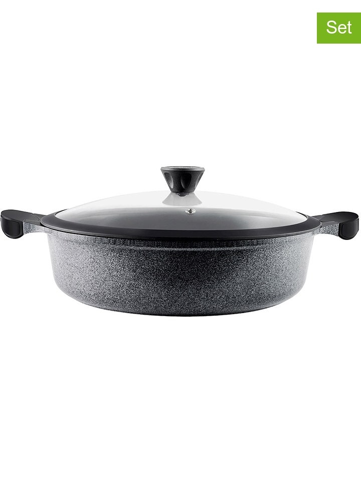 Laguiole 2-częściowy zestaw "Charbon" w kolorze szarym - Ø 28 cm rozmiar: onesize