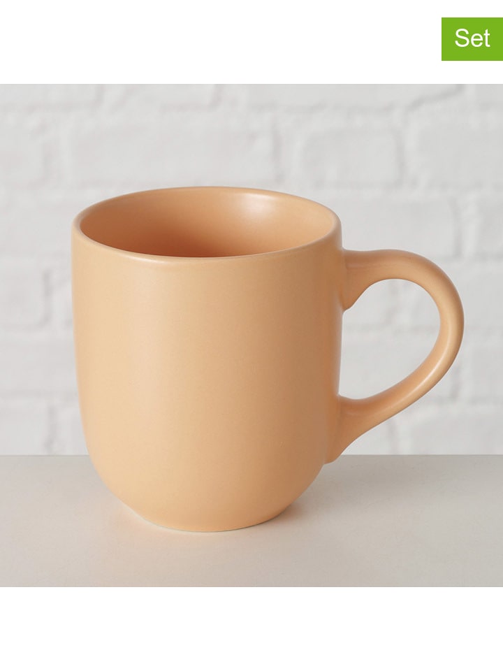 Boltze Kubki (2 szt.) "Pastell" w kolorze jasnopomarańczowym - 300 ml rozmiar: onesize