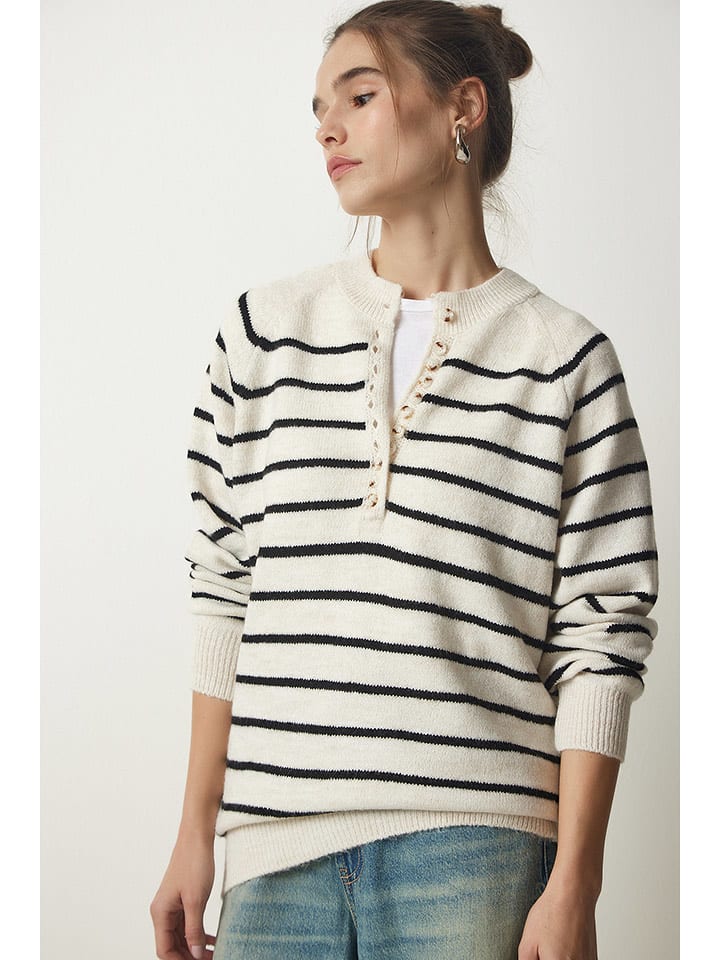 Happiness Istanbul Sweter w kolorze kremowo-czarnym rozmiar: onesize