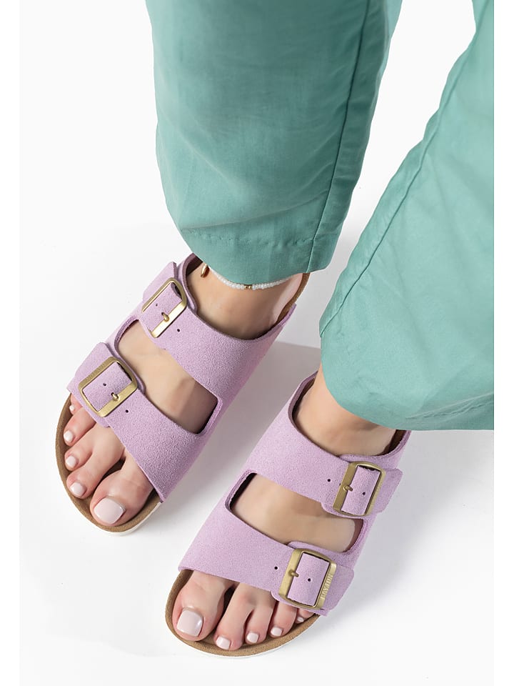 BAYTON Skórzane klapki "Atlas" w kolorze fioletowym rozmiar: 39