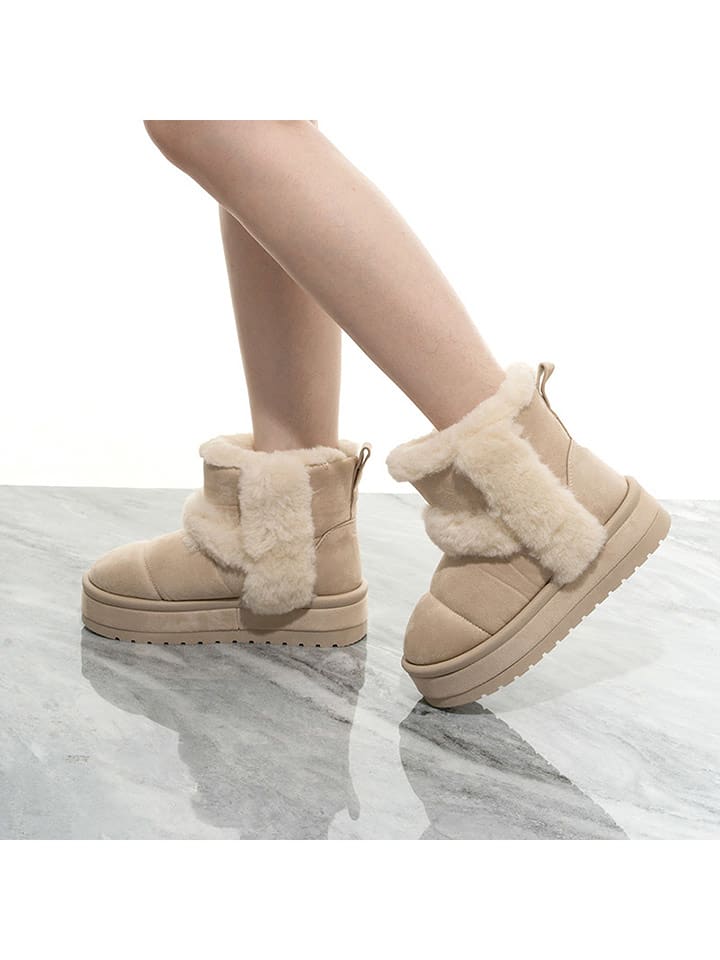 C'M Botki zimowe w kolorze beżowym rozmiar: 37