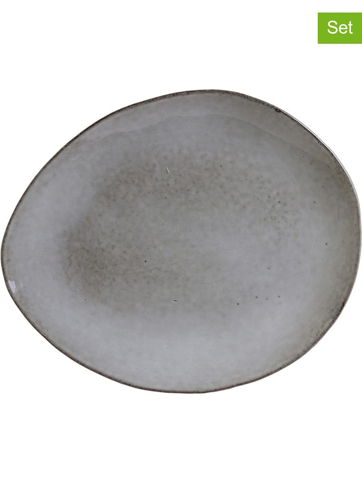 THE HOME DECO FACTORY Talerze śniadaniowe (12 szt.) w kolorze szarym - 22 x 18 cm rozmiar: onesize