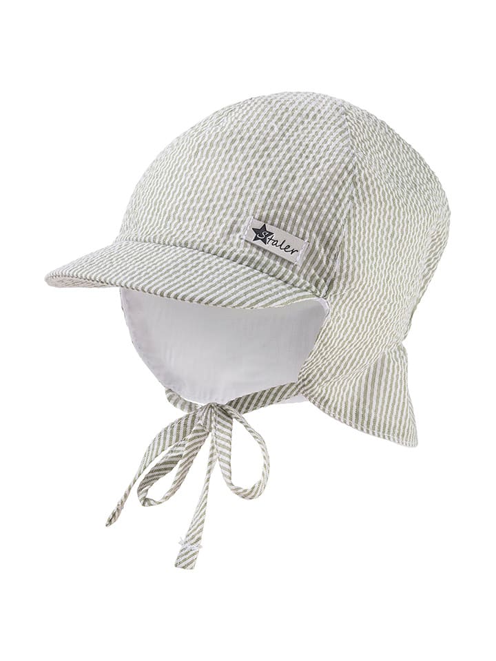 Sterntaler Czapka w kolorze zielonym z osłoną karku rozmiar: 47 cm
