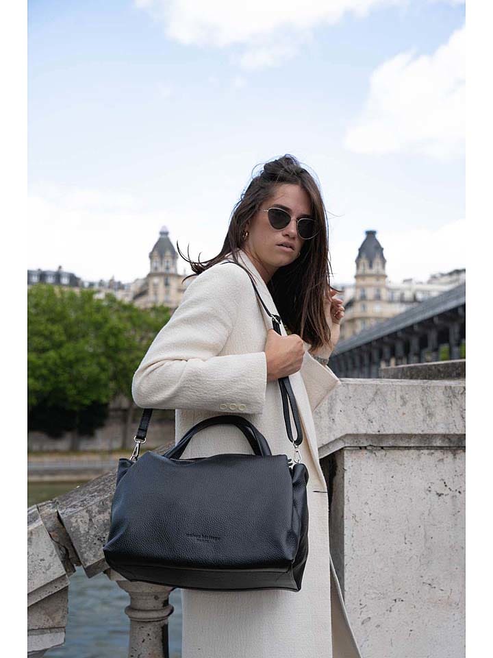 maison héritage PARIS Skórzany shopper bag "Emerald" w kolorze czarnym - 48 x 28 x 22 cm rozmiar: onesize