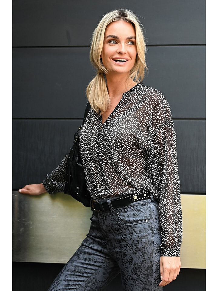 Bleu d'Azur Bluzka "Emelia" w kolorze czarno-białym rozmiar: 48/50