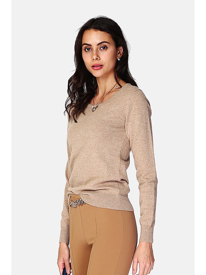 ASSUILI Sweter w kolorze jasnobrązowym rozmiar: 42