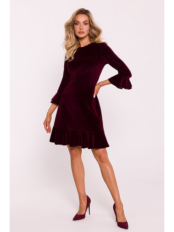 made of emotion Aksamitna sukienka w kolorze ciemnoczerwonym rozmiar: XL