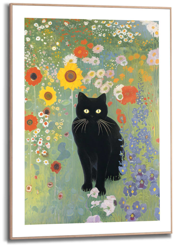 Orangewallz Druk artystyczny "Gustav Klimt - Cat" w ramce rozmiar: 50x70 cm
