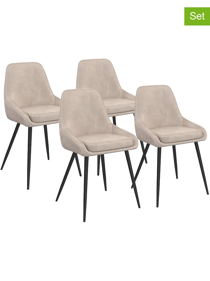 IDOMYA Factory Krzesła (4 szt.) "Olivia" w kolorze beżowo-czarnym - 54 x 79 x 47,5 cm rozmiar: onesize