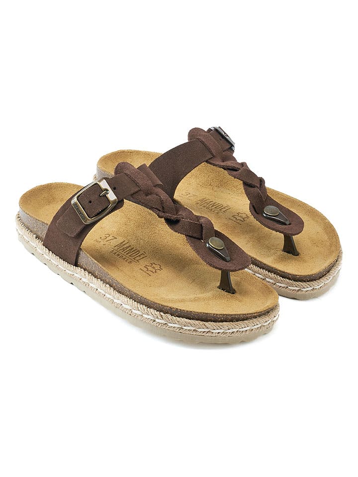 Mandel Skórzane japonki w kolorze brązowym rozmiar: 39