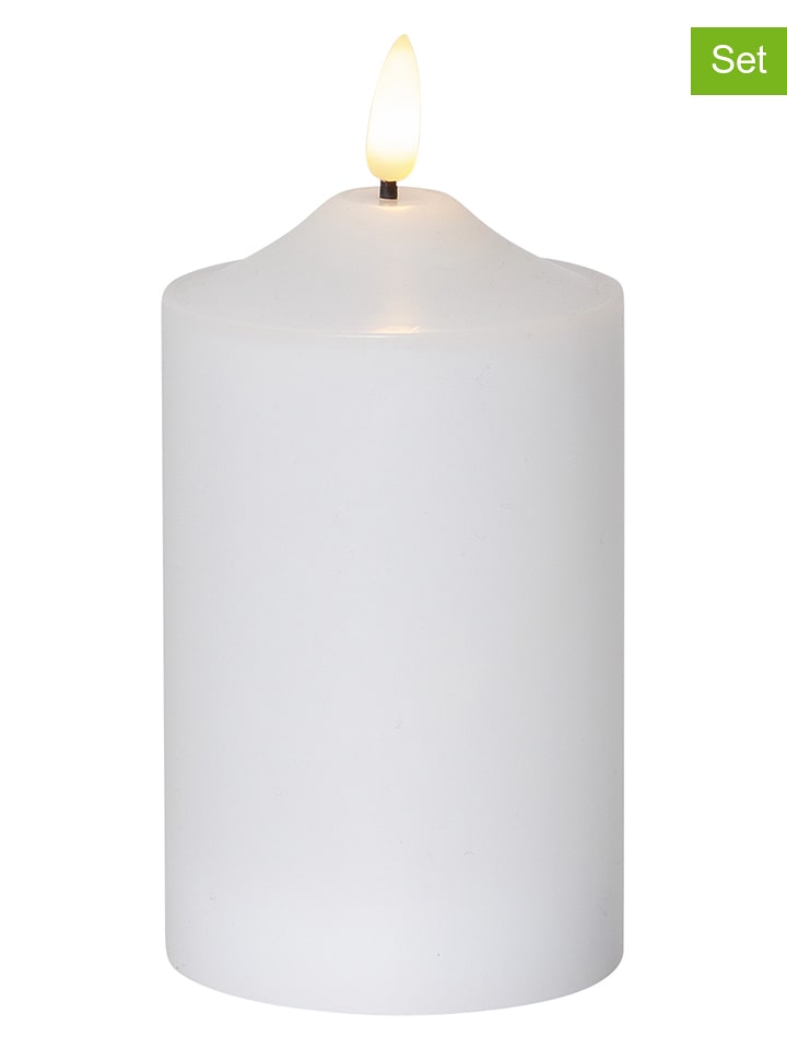 STAR Trading Świece LED (2 szt.) "Flamme" w kolorze białym - wys. 15 x Ø 7,5 cm rozmiar: onesize