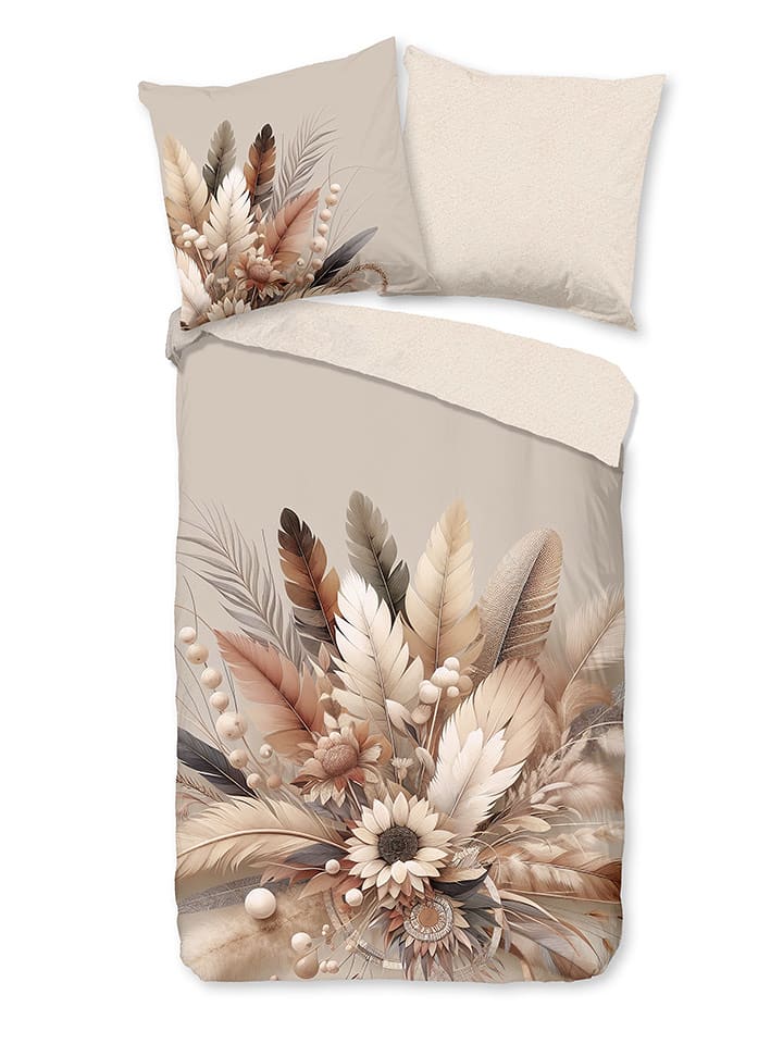 Good Morning Komplet pościeli flanelowej "Barro" w kolorze beżowym rozmiar: 240x220 cm