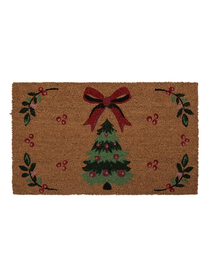 Clayre & Eef Wycieraczka w kolorze jasnobrązowo-zielonym z włókna kokosowego - 45 x 75 cm rozmiar: onesize