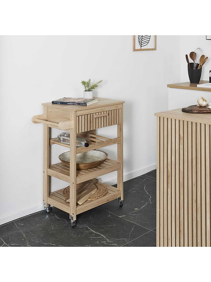 THE HOME DECO FACTORY Wózek kuchenny w kolorze jasnobrązowym - 65 x 84,5 x 40 cm rozmiar: onesize