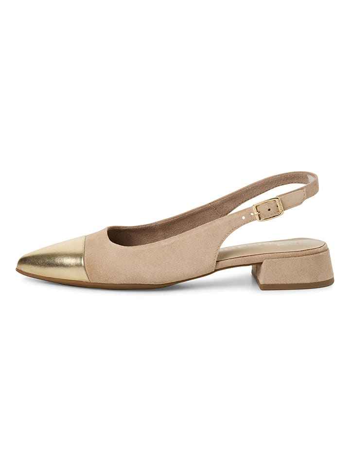 Tamaris Skórzane baleriny w kolorze beżowym rozmiar: 39