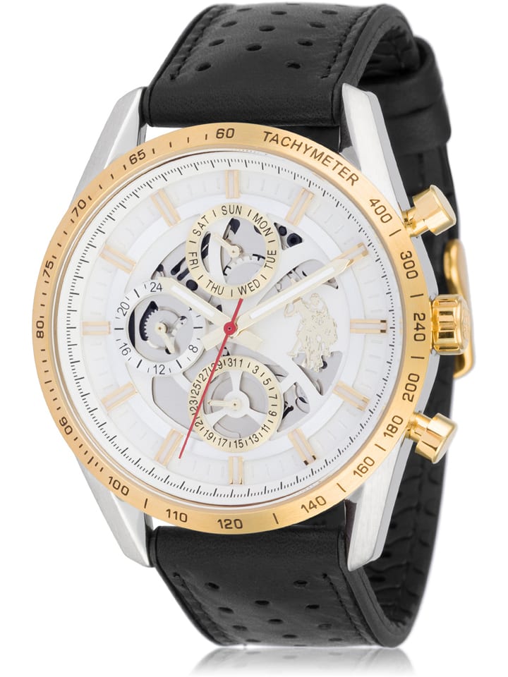 U.S. Polo Assn. Chronograf w kolorze złoto-srebrno-biało-czarnym rozmiar: onesize