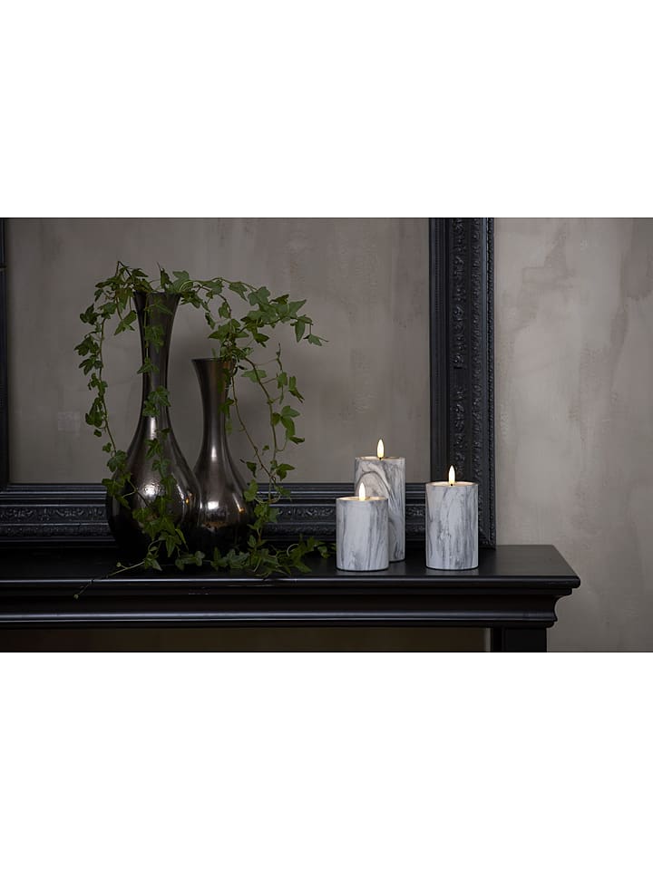 Best Season Świeca LED "Flame Marble" w kolorze szarym - wys. 12,5 x Ø 7,5 cm rozmiar: onesize