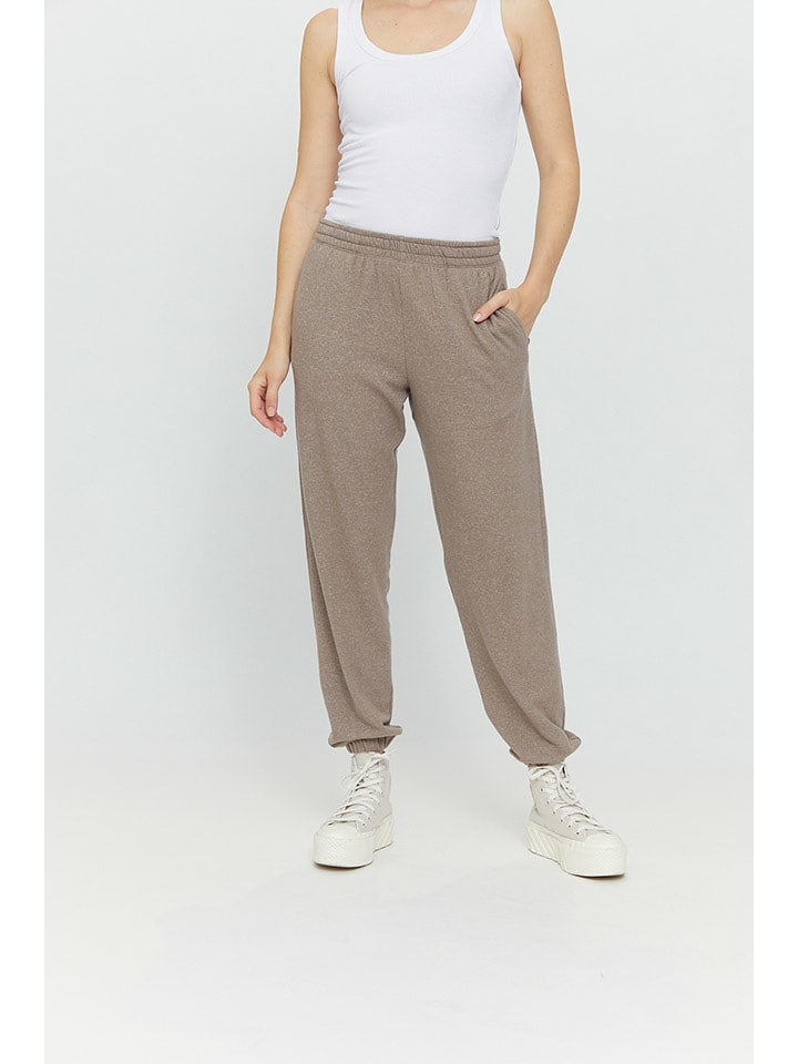 MAZINE Spodnie dresowe "Jambi" w kolorze beżowym rozmiar: M