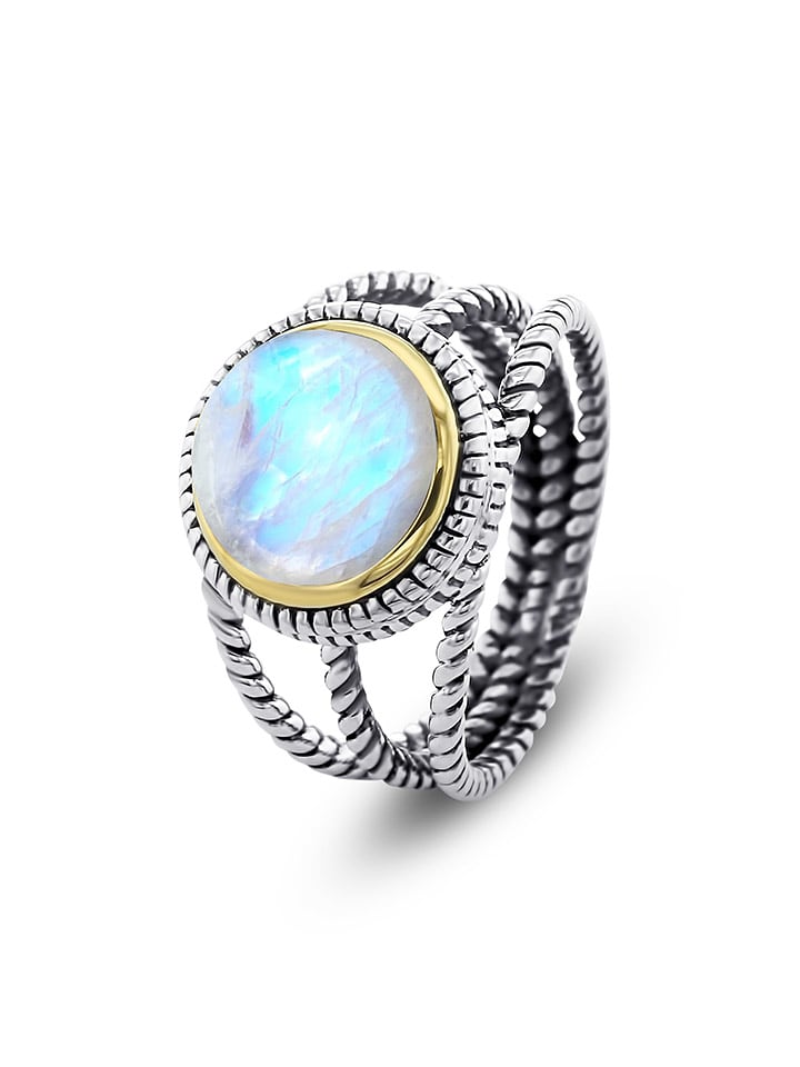 Nomad Pozłacany pierścionek z kamieniem księżycowym rozmiar: 56