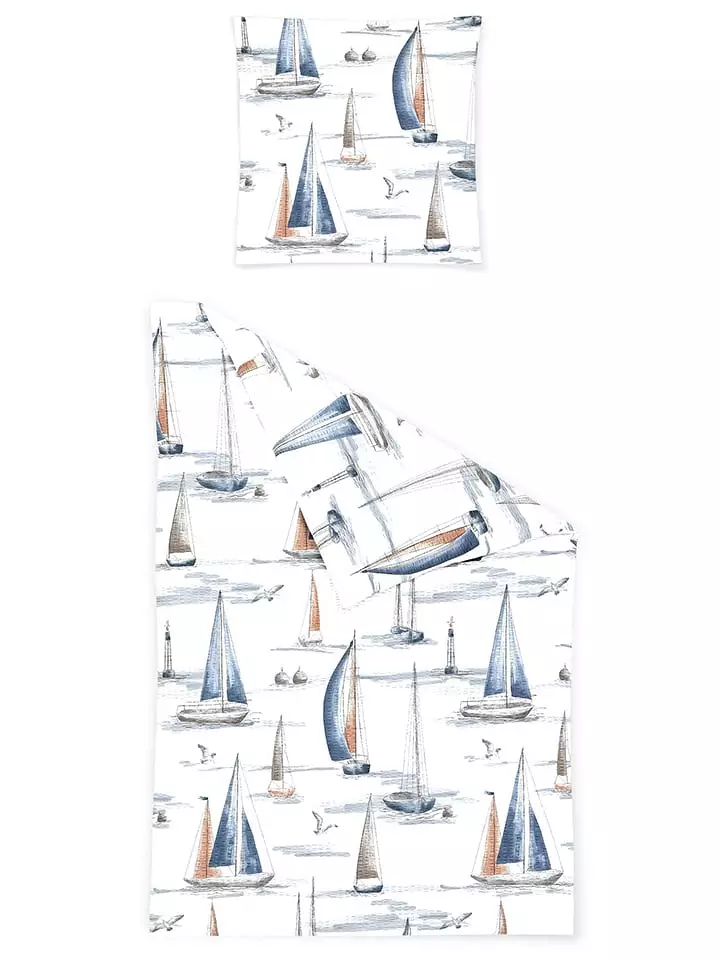 Bierbaum Komplet pościeli w kolorze biało-niebieskim z kory rozmiar: 135x200 cm