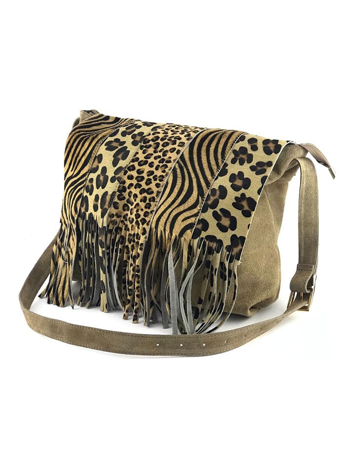 Marlon Skórzana torebka "Nairobi" w kolorze jasnobrązowo-czarnym - 40 x 28 x 12 cm rozmiar: onesize