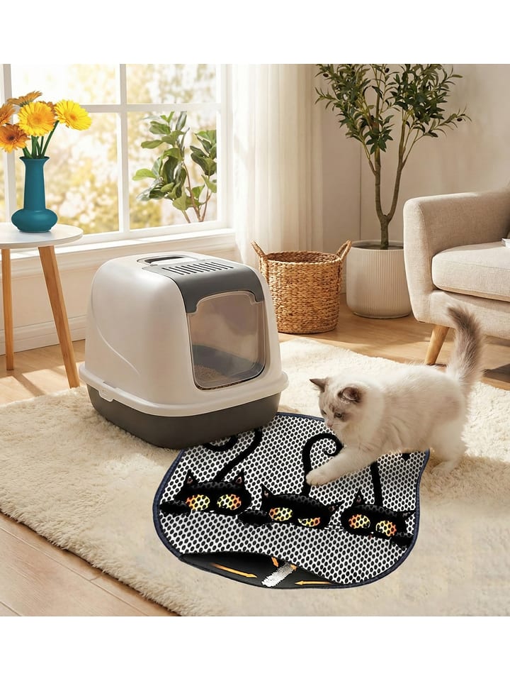 Paws&Whiskers Mata w kolorze czarnym pod kuwetę - 50 x 40 cm rozmiar: onesize