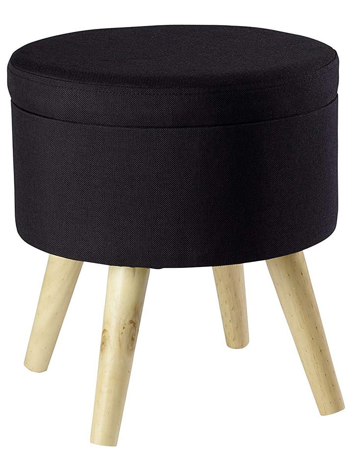 Echtwerk Hocker "Max" w kolorze czarnym ze schowkiem - wys. 36 x Ø 32,5 cm rozmiar: onesize