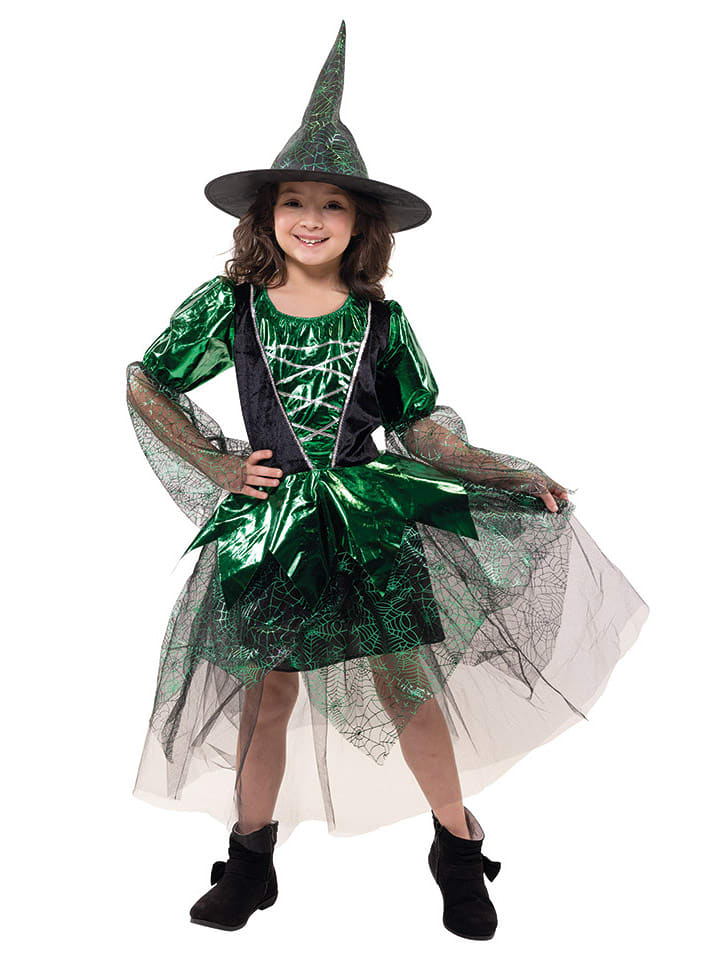 Party x People 2-częściowy kostium "Witch Greeny" w kolorze zielonym rozmiar: 140