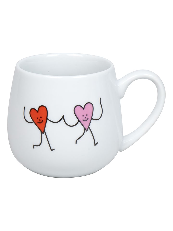 Könitz Kubek jumbo "First Love" w kolorze biało-czerwono-jasnoróżowym - 400 ml rozmiar: onesize