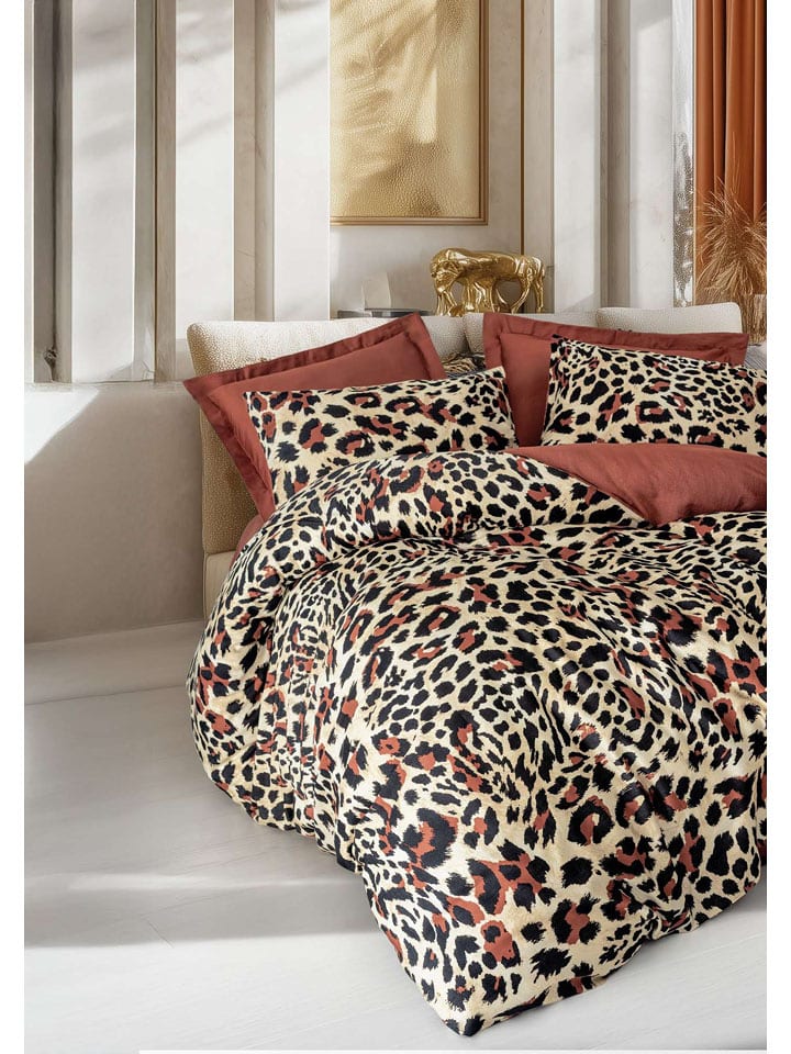 Mijolnir Komplet pościeli satynowej "Leoluxe" w kolorze kremowo-jasnobrązowym rozmiar: 260x220 cm