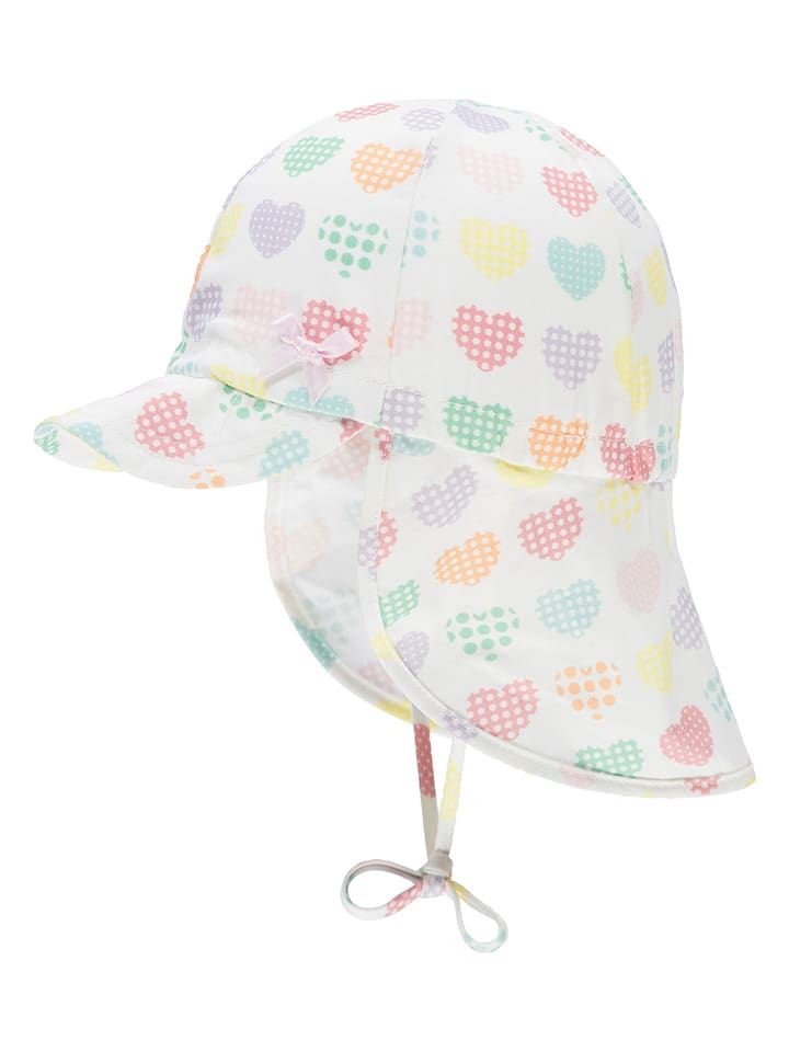 Döll Czapka w kolorze białym ze wzorem z osłoną karku rozmiar: 51 cm