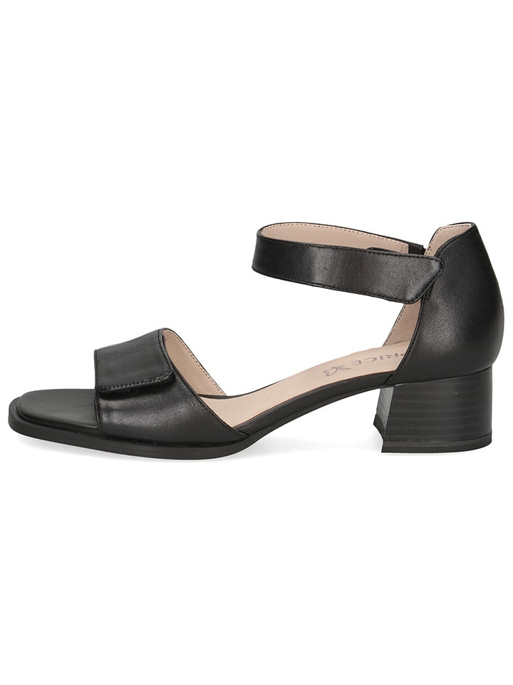 Caprice Skórzane sandały w kolorze czarnym na obcasie rozmiar: 40