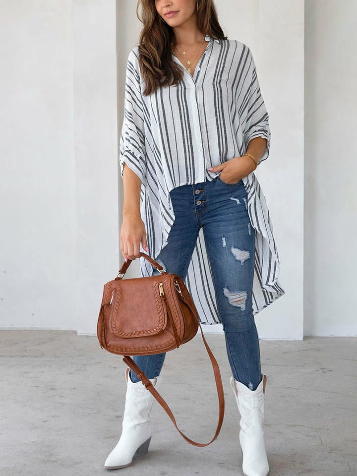 Milan Kiss Bluzka w kolorze biało-antracytowym rozmiar: XL