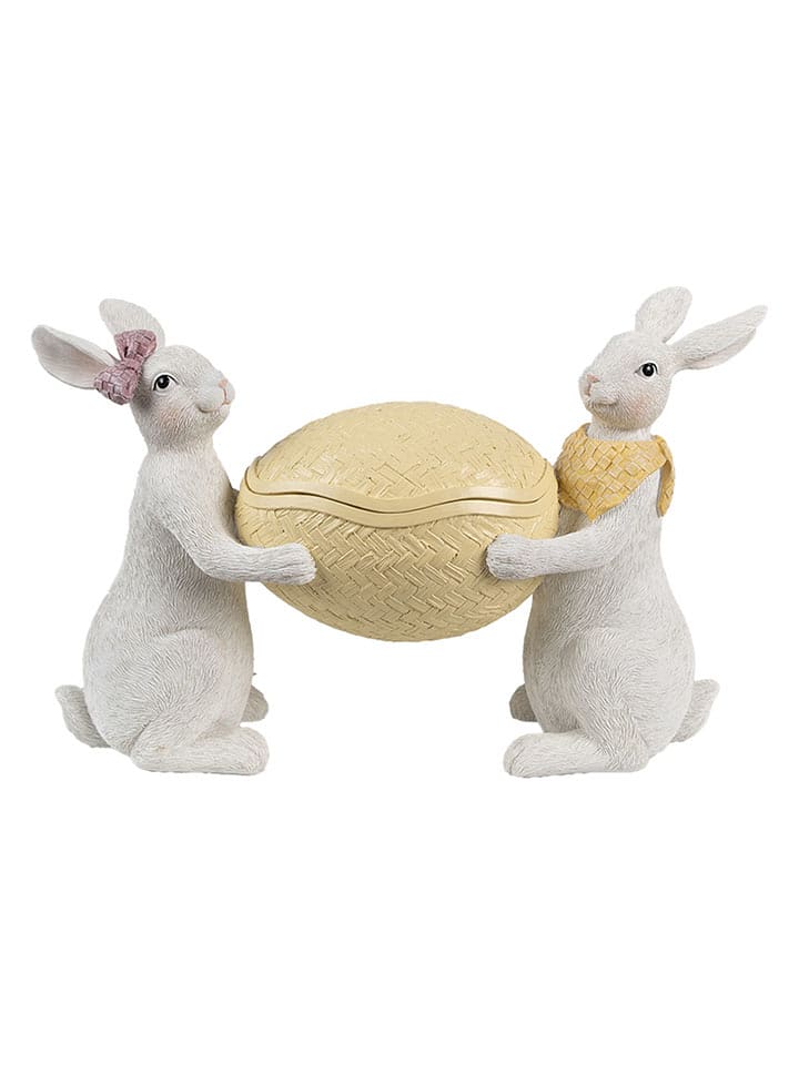 Clayre & Eef Miska dekoracyjna w kolorze biało-żółtym - 29 x 18 x 10 cm rozmiar: onesize