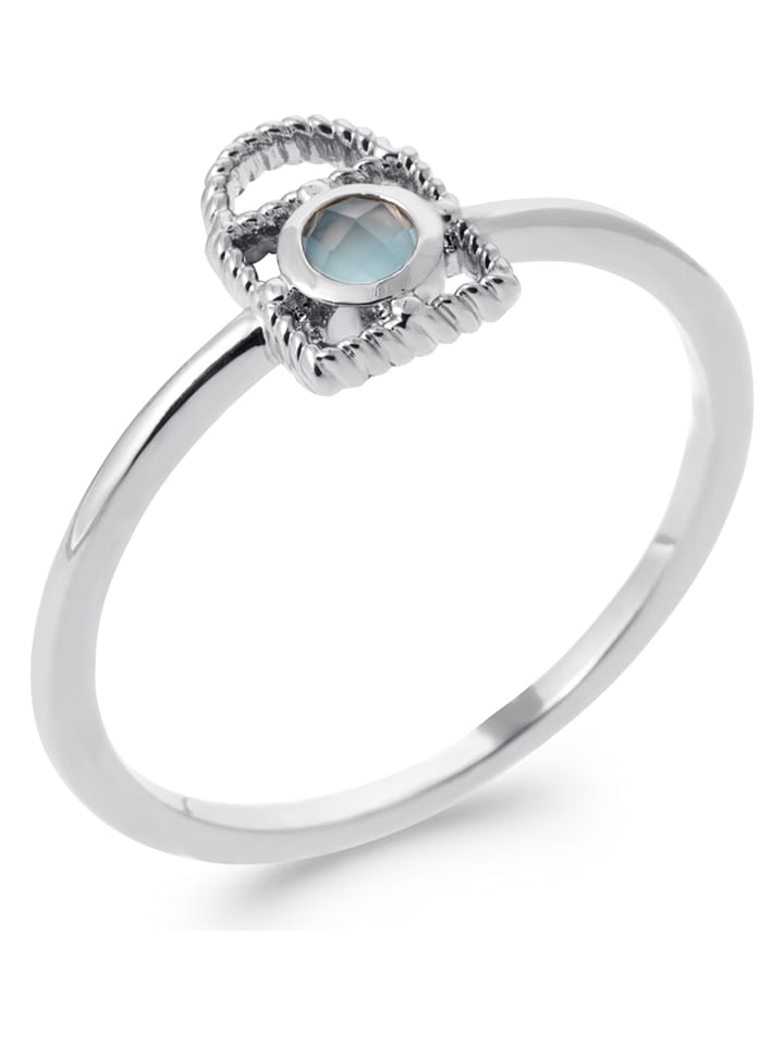 L'Atélier Précieux Srebrny pierścionek z agatem rozmiar: 56