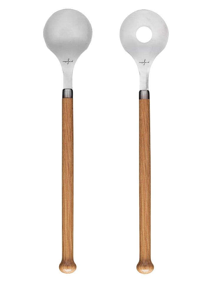 Sagaform Sztućce w kolorze srebrno-jansobrązowym do sałaty - wys. 31 cm rozmiar: onesize