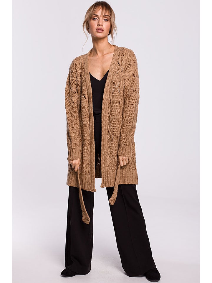 made of emotion Kardigan w kolorze jasnobrązowym rozmiar: L/XL